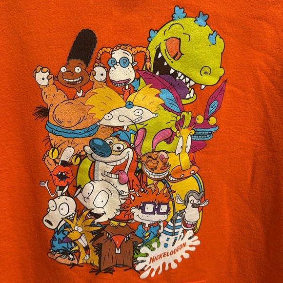 Nickelodeon Kids Unisex Boys Girl Rug Rats‎ Kangaroo Pocket Orange Hoodie Medium - Picture 2 of 8